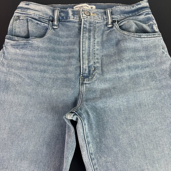 Abercrombie Fitch Jeans Women 29x33* Flare High Rise Blue Stretch Denim Tag 28 L - Picture 2 of 16